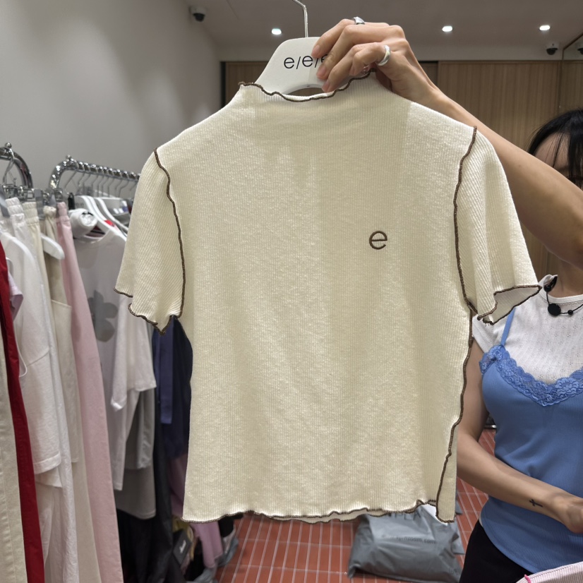 E/E/E東大門實拍女士新品推薦真品25春夏熱賣職業人氣T恤E/E/ET恤圖色3