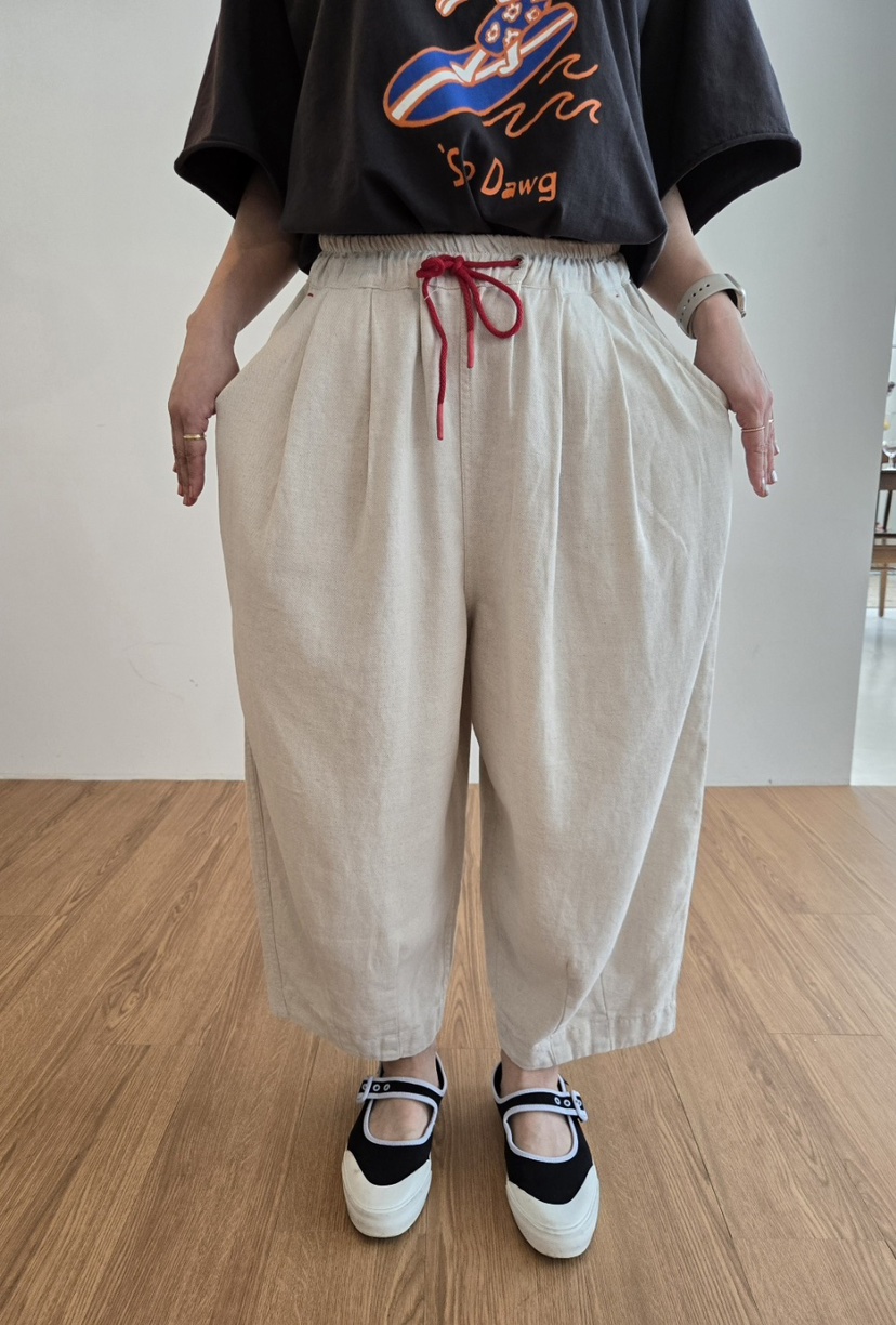 YESFREE東大門實拍女裝新款25春夏熱賣推薦休閑時尚休閑褲亞麻YESFREE休閑褲
