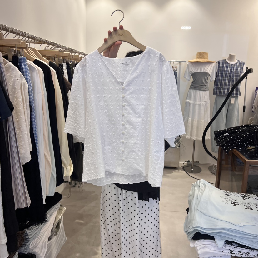 TAN&COMO韓國代購女裝新款時尚熱賣25春夏休閑襯衫蕾絲衫tan-COMO襯衫/蕾絲衫
