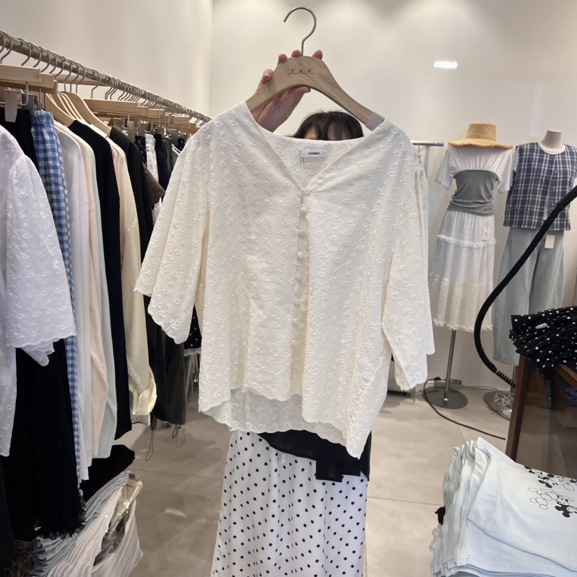 TAN&COMO韓國代購女裝新款時尚熱賣25春夏休閑襯衫蕾絲衫tan-COMO襯衫/蕾絲衫圖色2