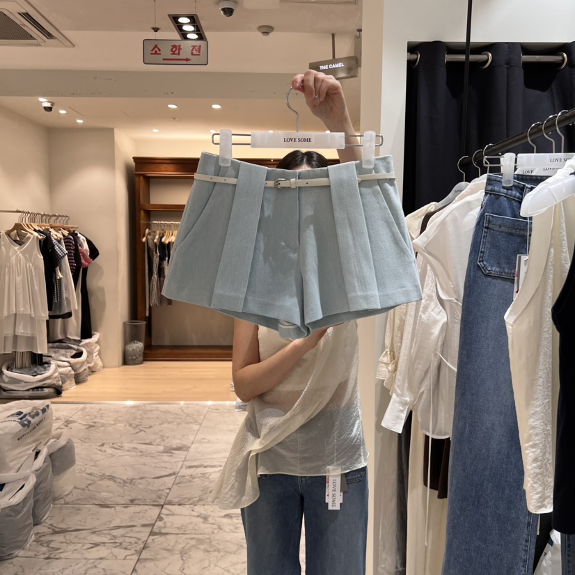 LOVE SOME東大門代購女裝新款人氣職業熱賣時尚短褲不含腰帶LOVE SOME短褲圖色2
