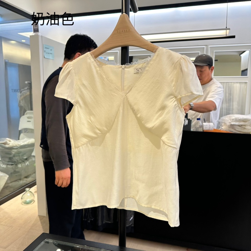 SORBET韓國直郵女裝新款真品推薦25春夏熱賣職業襯衫蕾絲衫SORBET/flat white襯衫/蕾絲衫圖色2