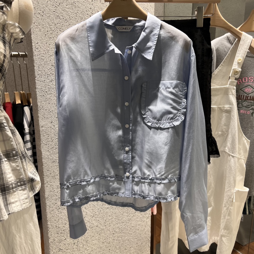 COMELY韓國直郵女裝新款時尚職業人氣推薦25春夏襯衫蕾絲衫透視COMELY襯衫/蕾絲衫圖色2