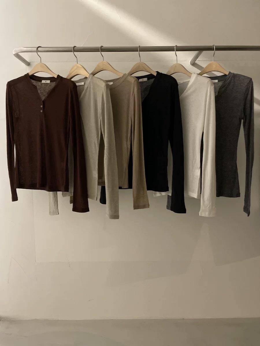 TALK TALK東大門實拍女裝新款25春夏職業熱賣真品推薦長袖T恤TALK TALK長袖T恤圖色3左三色
