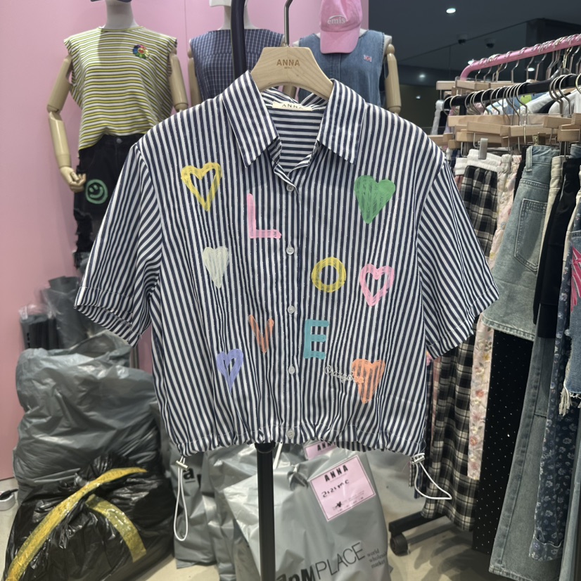 ANNA韓國直郵女士新品推薦時尚人氣休閑真品襯衫蕾絲衫口袋ANNA襯衫/蕾絲衫