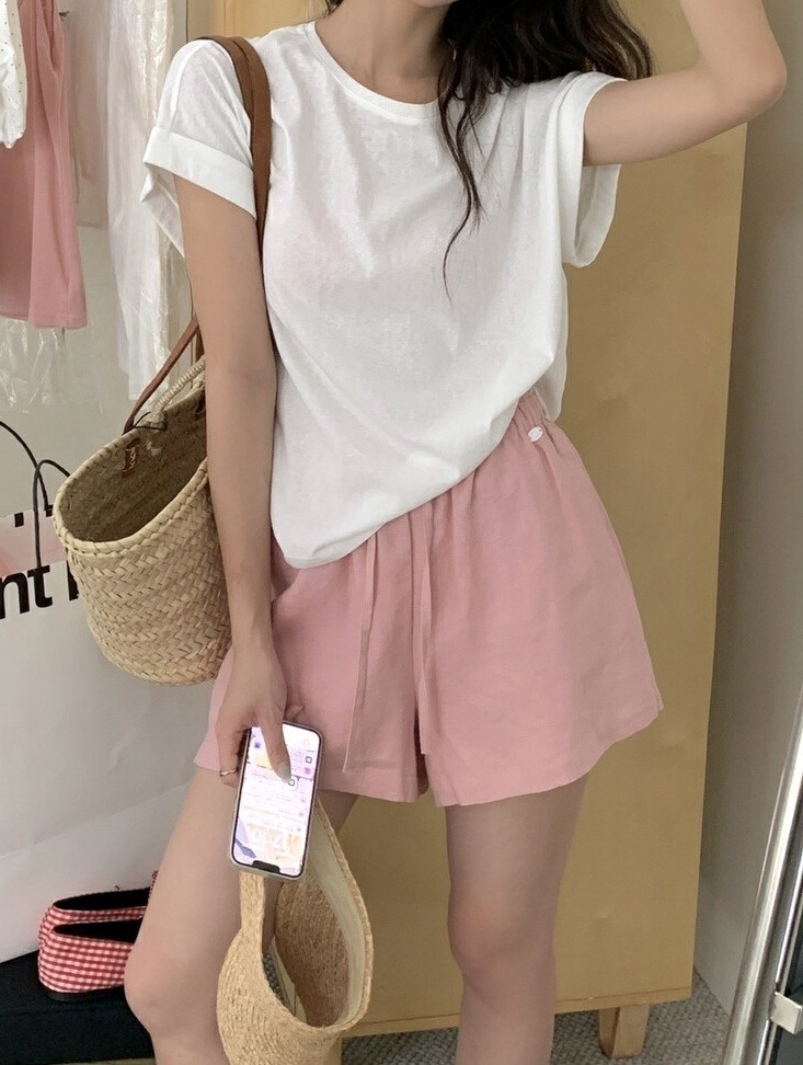 OLA東大門直郵女裝新款25春夏人氣休閑時尚推薦熱賣短褲亞麻mellor/OLA短褲