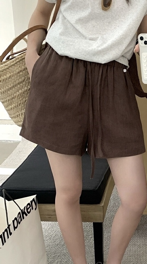 OLA東大門直郵女裝新款25春夏人氣休閑時尚推薦熱賣短褲亞麻mellor/OLA短褲