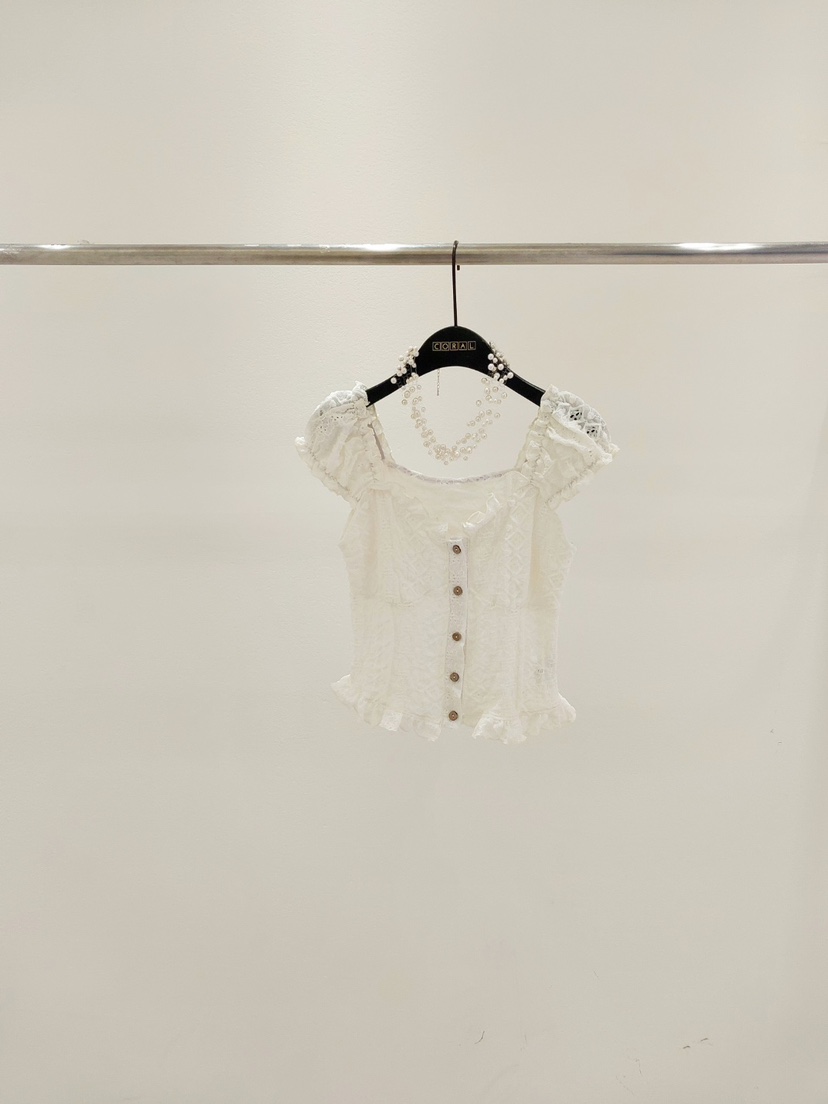 CORAL韓國直郵女士新品熱賣真品休閑人氣時尚襯衫蕾絲衫蕾絲CORAL襯衫/蕾絲衫