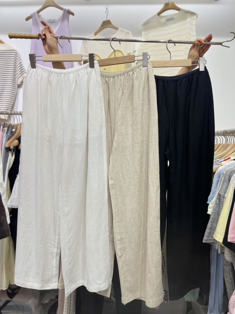 OLA東大門代購女裝新品職業真品推薦25春夏人氣時尚休閑褲亞麻mellor/OLA休閑褲