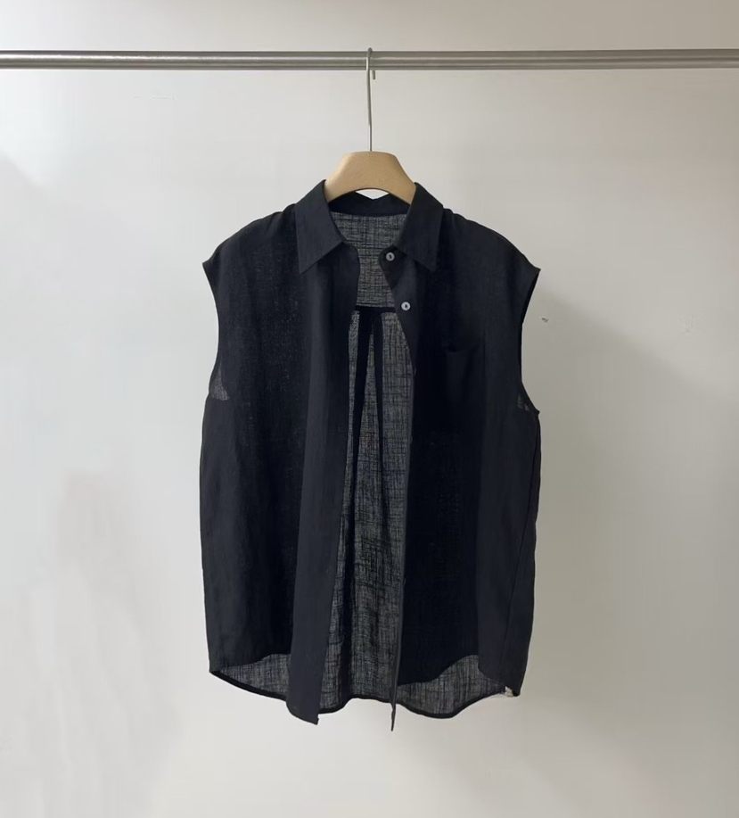 OLA韓國代購女裝新品真品人氣職業熱賣推薦時尚25春夏馬甲亞麻mellor/OLA馬甲