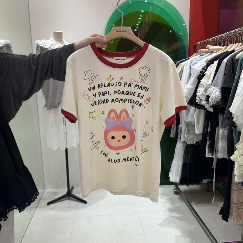 MINI UNNI韓國直郵女士新款真品推薦時尚休閑熱賣職業T恤兔子MINI UNNIT恤圖色1