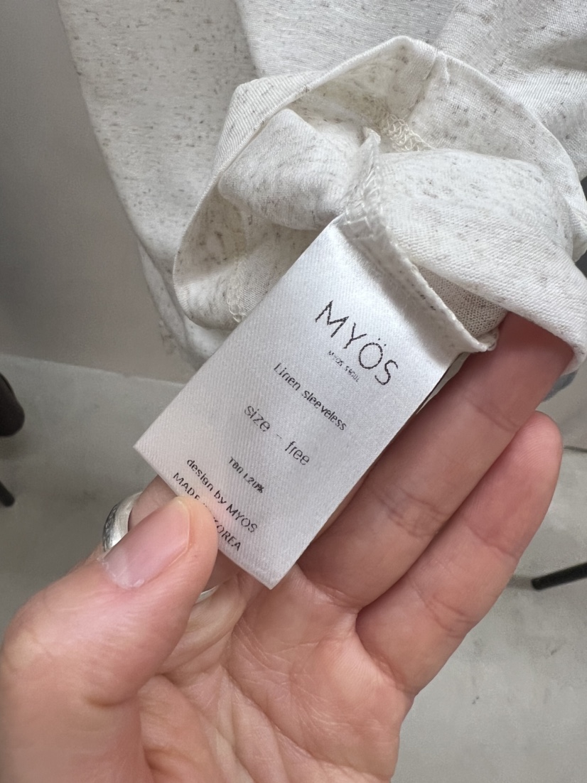 MYOS韓國代購女裝新款職業25春夏休閑熱賣人氣吊帶背心亞麻布MYOS吊帶/背心