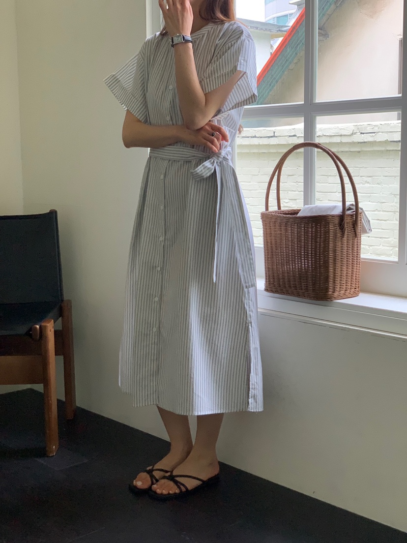 LONG PEAK東大門代購女士新款推薦熱賣職業25春夏連衣裙含腰帶LONG PEAK連衣裙