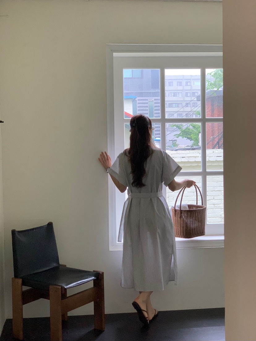LONG PEAK東大門代購女士新款推薦熱賣職業25春夏連衣裙含腰帶LONG PEAK連衣裙