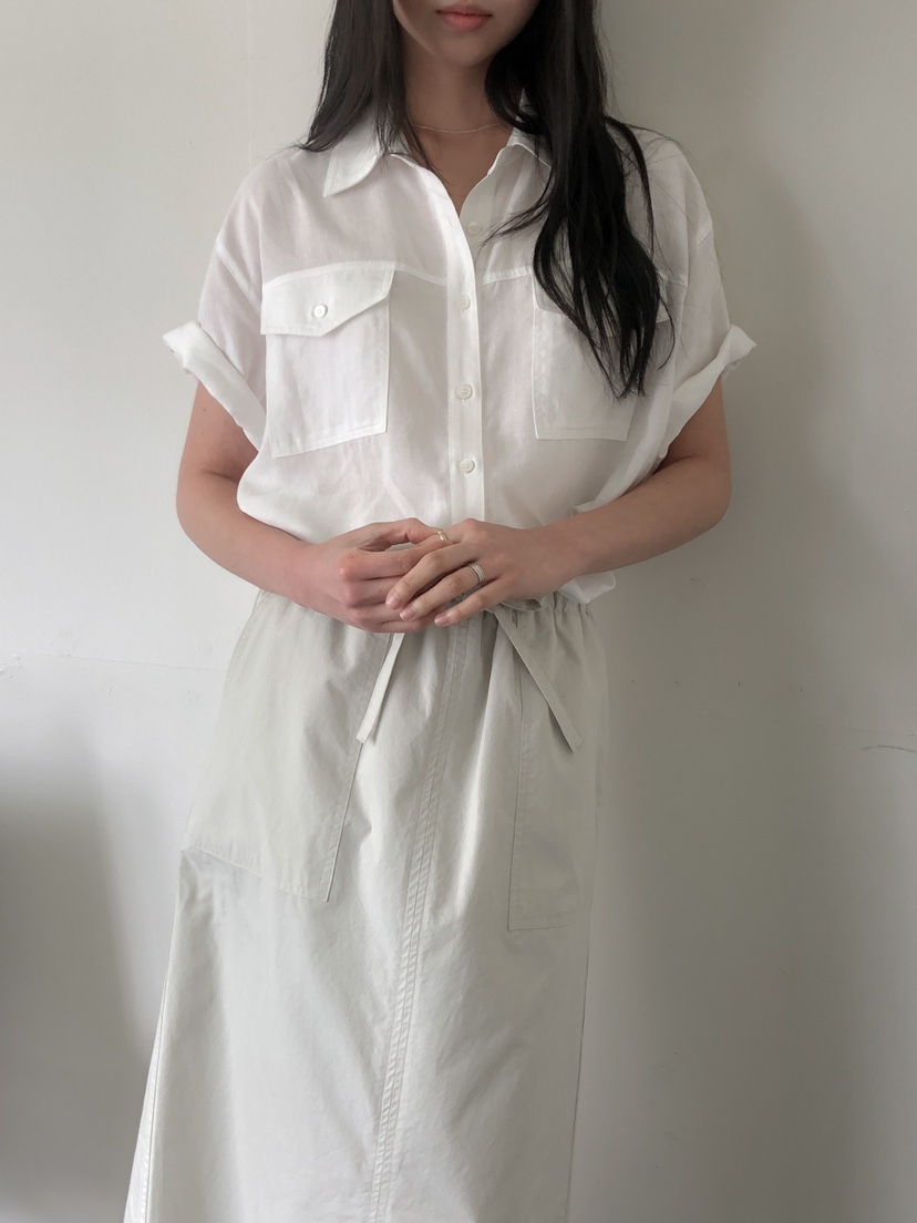 LONG PEAK韓國代購女裝新款職業休閑襯衫蕾絲衫亞麻布口袋LONG PEAK襯衫/蕾絲衫