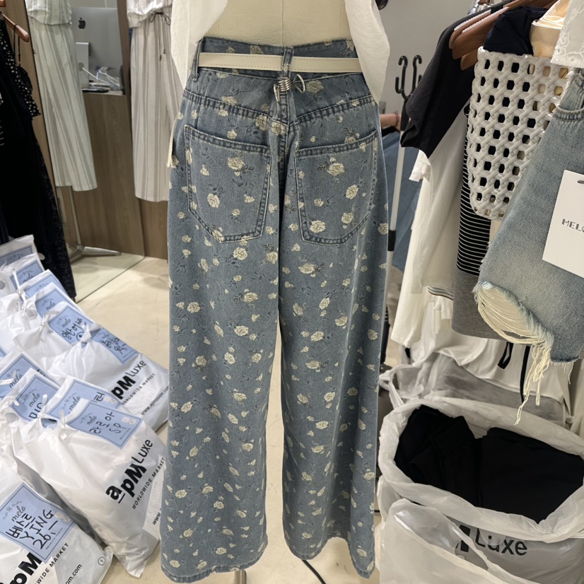 MELO韓國直郵女士新款熱賣休閑真品25春夏職業牛仔褲不含腰帶MELO牛仔褲