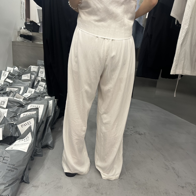 PAVEL韓國代購女士新品熱賣時尚職業25春夏人氣休閑褲透明蕾絲PAVEL休閑褲