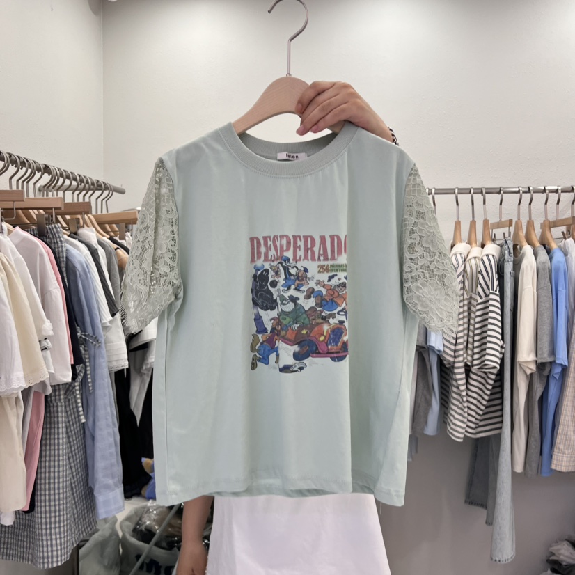 LELEN韓國代購女裝新品休閑熱賣25春夏職業推薦時尚人氣T恤LELENT恤圖色2