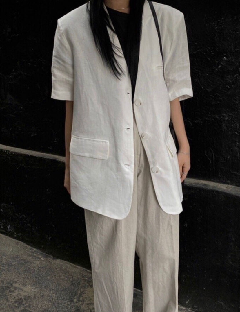 WOOD東大門代購女裝新品休閑人氣時尚真品25春夏夾克亞麻布WOOD夾克