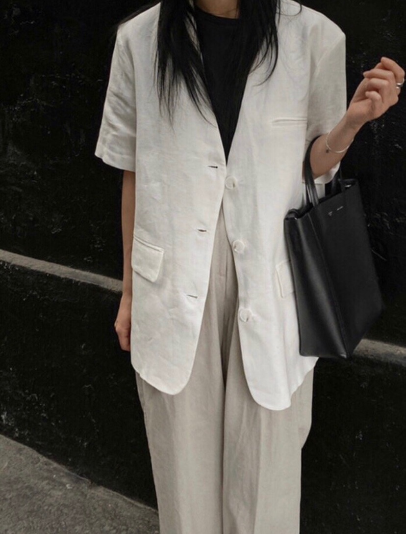 WOOD東大門代購女裝新品休閑人氣時尚真品25春夏夾克亞麻布WOOD夾克