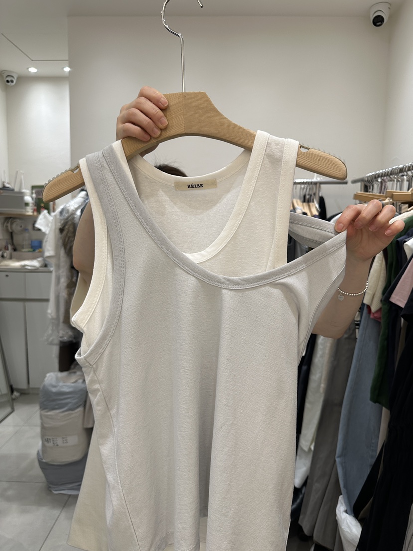 HEIZE東大門實拍女裝新款25春夏真品職業人氣吊帶背心亞麻雙層HEIZE吊帶/背心