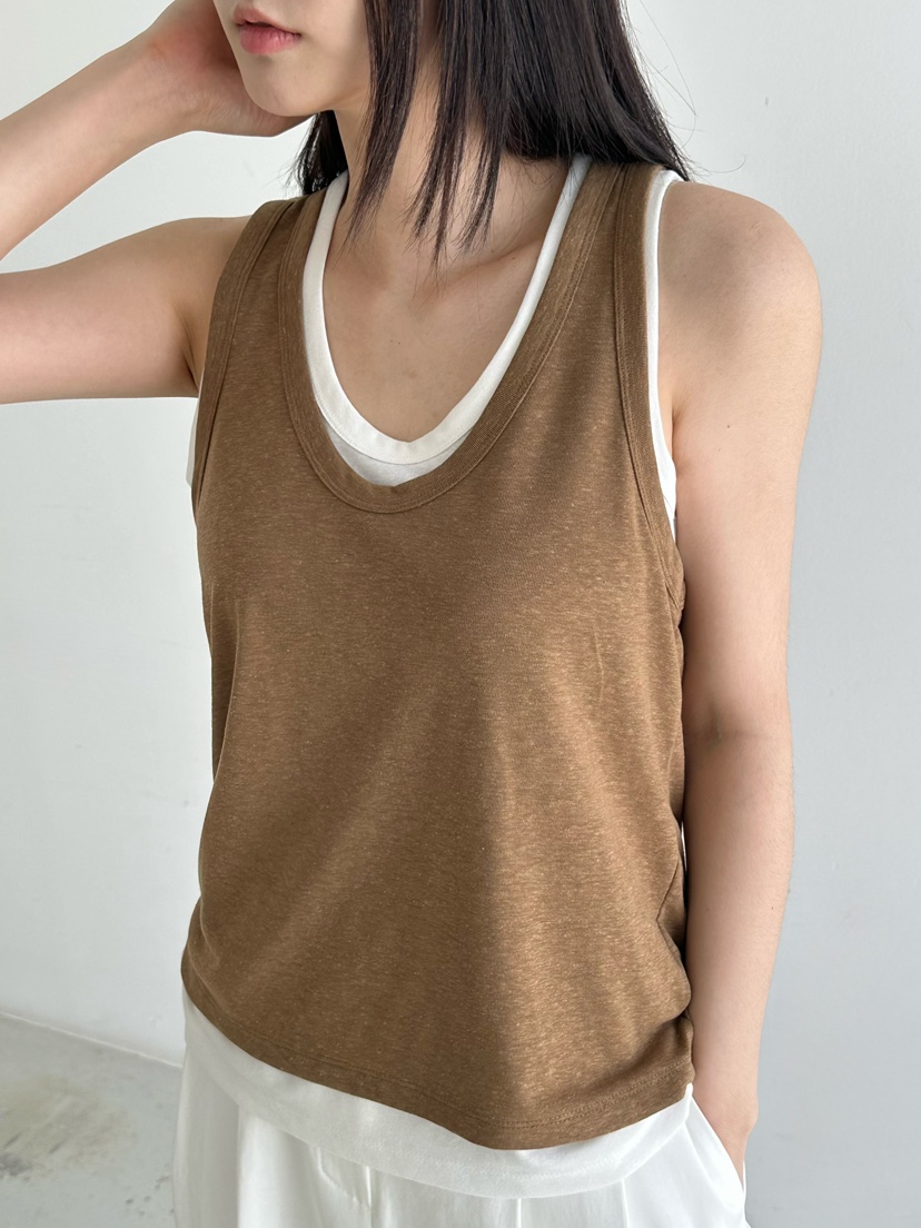 HEIZE東大門實拍女裝新款25春夏真品職業人氣吊帶背心亞麻雙層HEIZE吊帶/背心