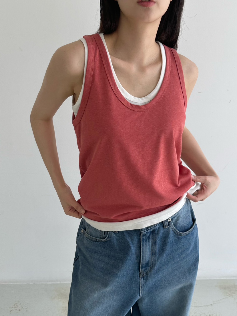 HEIZE東大門實拍女裝新款25春夏真品職業人氣吊帶背心亞麻雙層HEIZE吊帶/背心