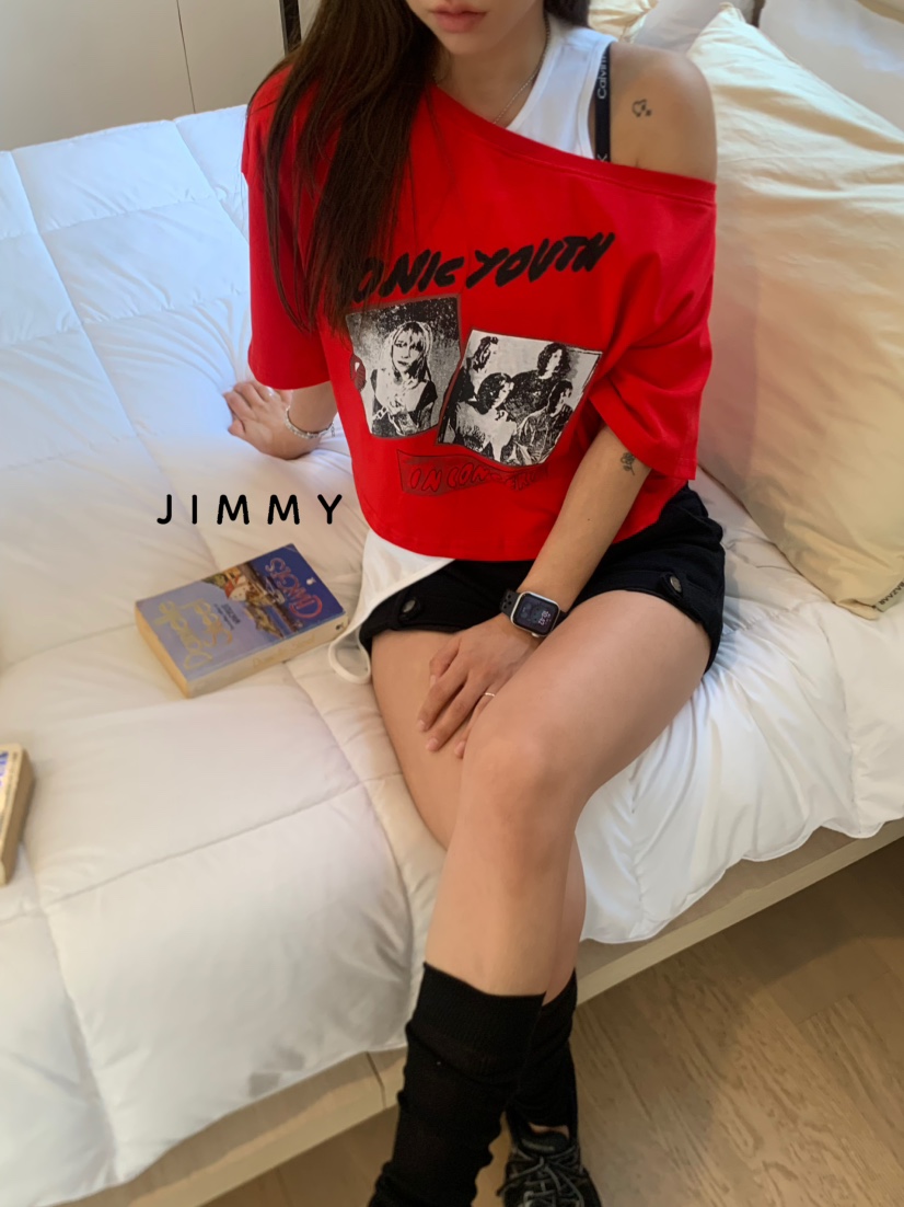 JIMMY韓國直郵㊣女裝新品25春夏推薦時尚休閑真品T恤不含內搭JIMMY/REMAKET恤