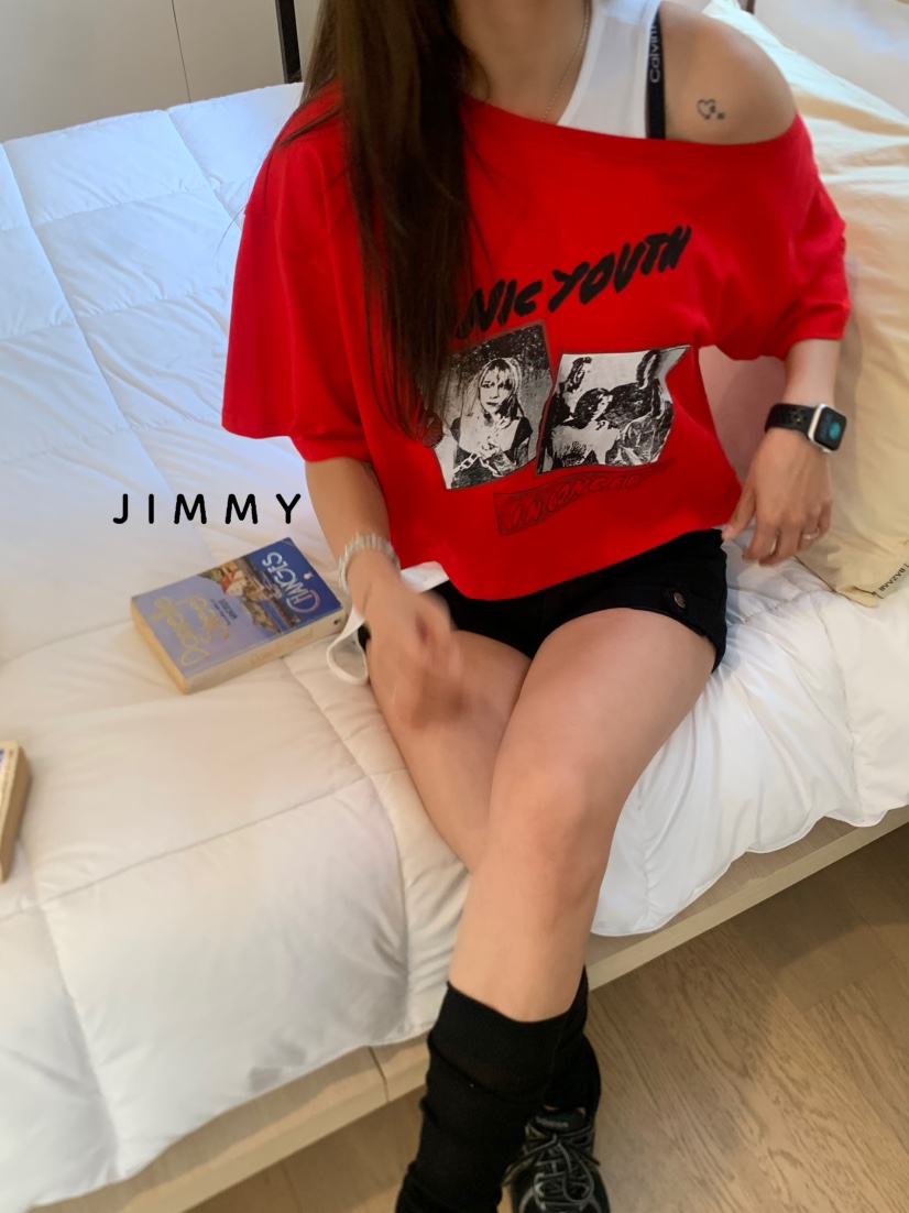JIMMY韓國直郵㊣女裝新品25春夏推薦時尚休閑真品T恤不含內搭JIMMY/REMAKET恤
