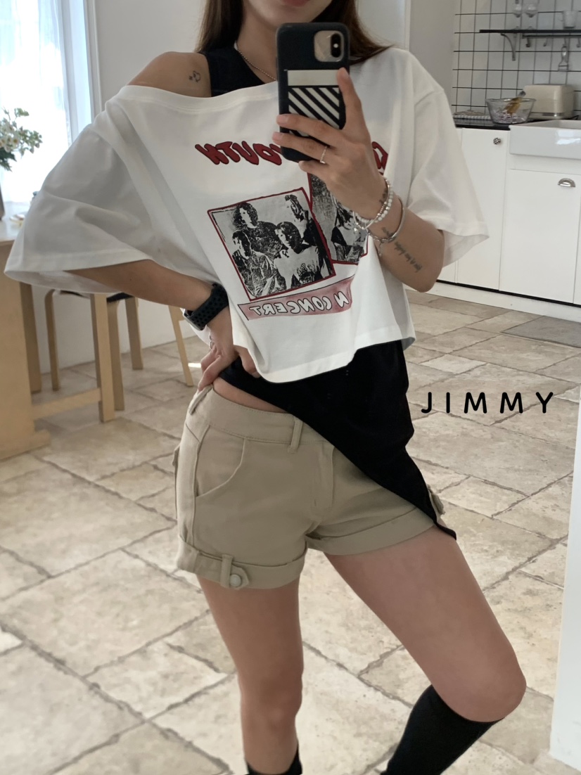 JIMMY韓國直郵㊣女裝新品25春夏推薦時尚休閑真品T恤不含內搭JIMMY/REMAKET恤
