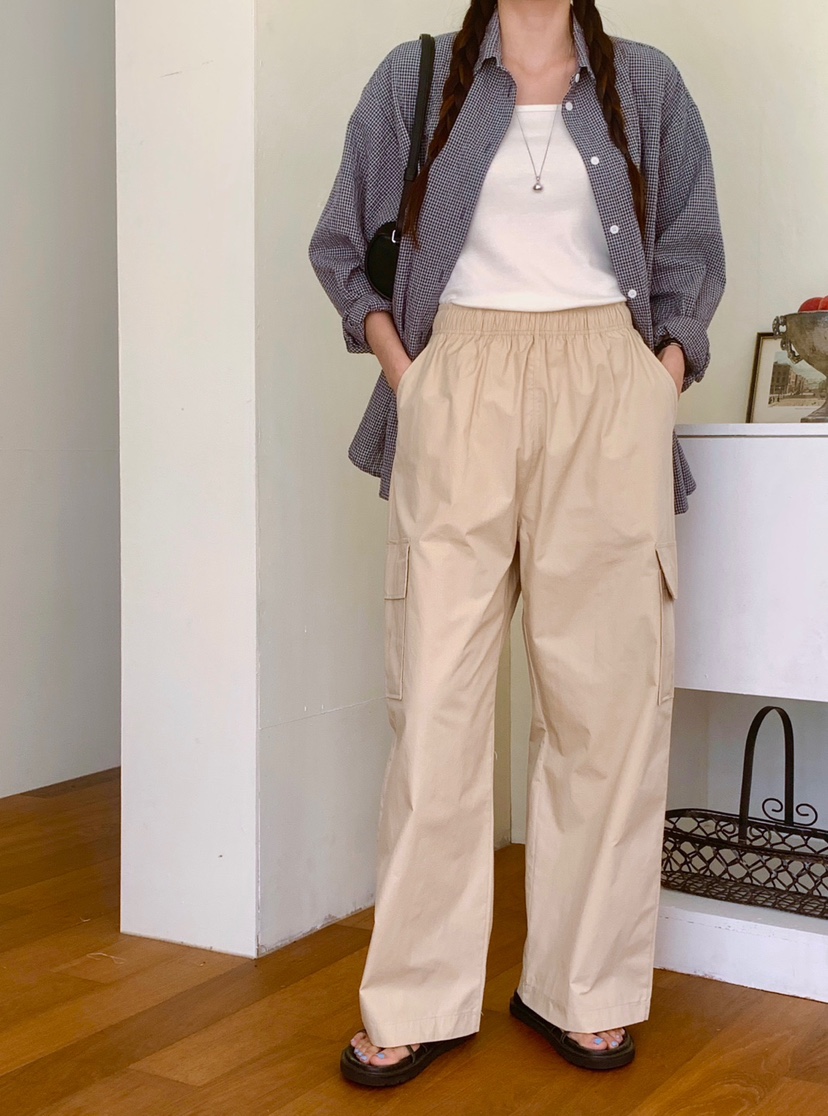 WOOD韓國直郵㊣女裝新款休閑時尚推薦熱賣真品職業25春夏休閑褲WOOD休閑褲