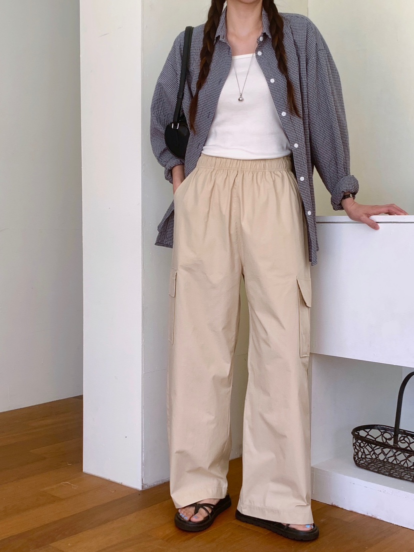 WOOD韓國直郵㊣女裝新款休閑時尚推薦熱賣真品職業25春夏休閑褲WOOD休閑褲
