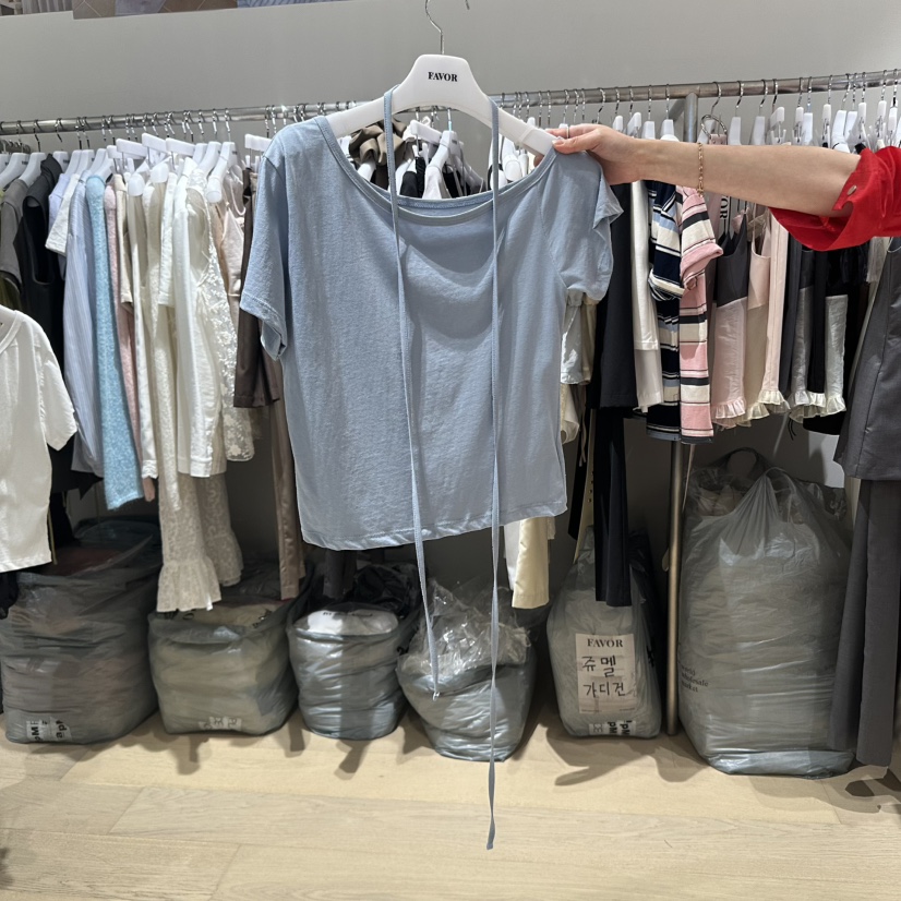 FAVOR-P韓國直郵㊣女裝新品人氣職業推薦25春夏時尚休閑T恤FAVORT恤圖色2
