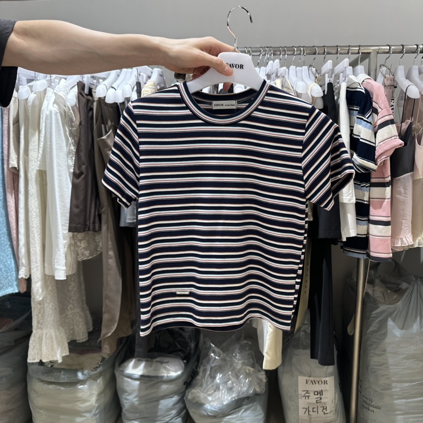 FAVOR-P東大門㊣實拍女裝新品時尚職業熱賣真品推薦T恤條紋FAVORT恤