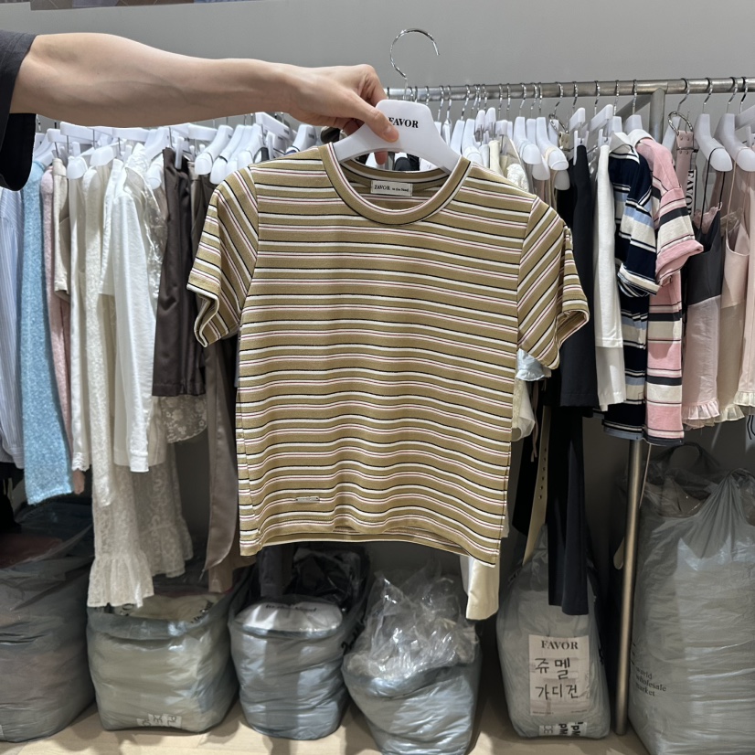 FAVOR-P東大門㊣實拍女裝新品時尚職業熱賣真品推薦T恤條紋FAVORT恤圖色2