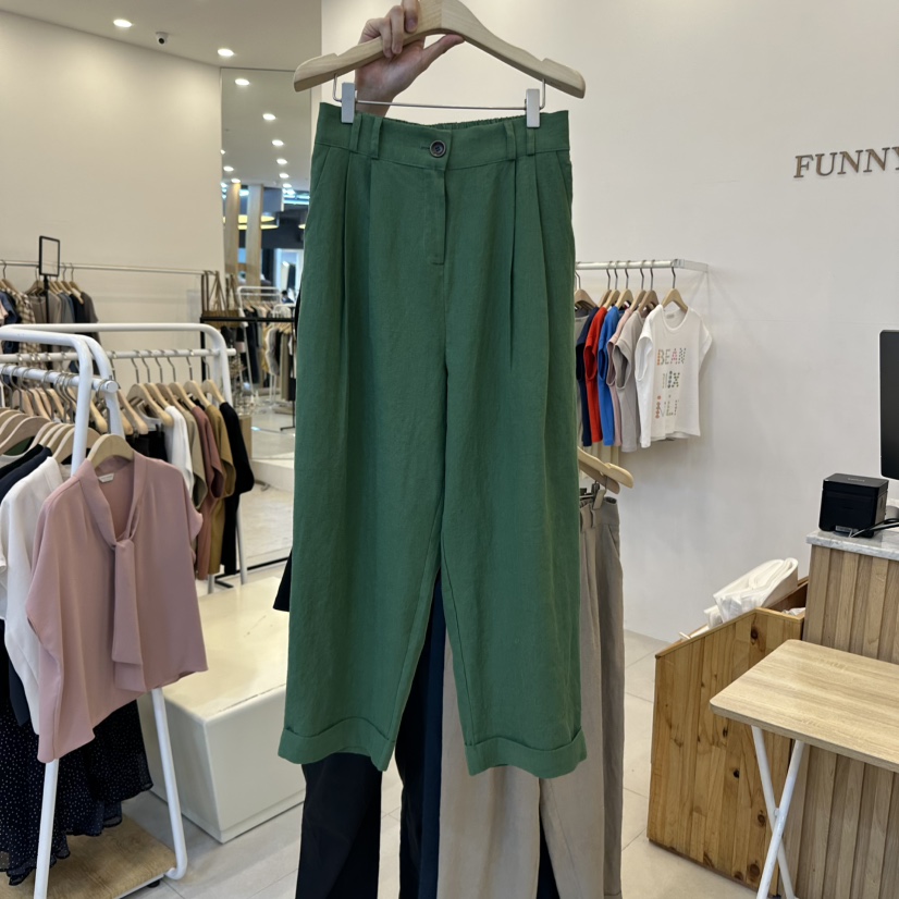 FUNNY POWDER東大門㊣代購女裝新品推薦休閑熱賣休閑褲亞麻THE FUNNY休閑褲圖色3