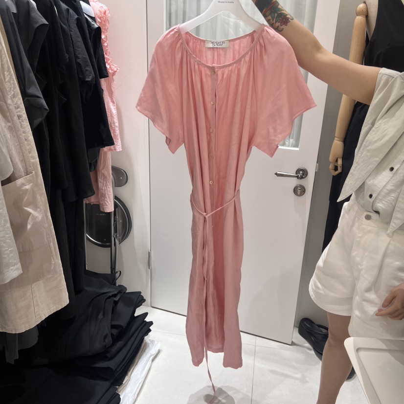 MONDAY TO SUNDAY韓國代購㊣女裝新品推薦休閑連衣裙亞麻布MONDAY TO SUNDAY連衣裙圖色2