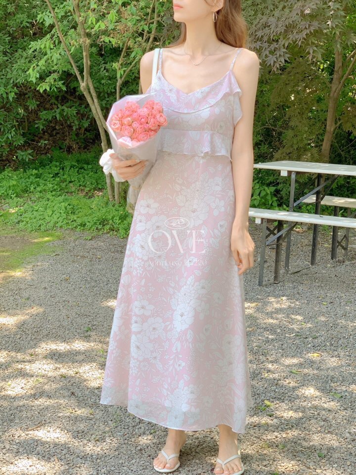 OVE東大門㊣實拍女士新款25春夏人氣真品熱賣時尚連衣裙荷葉邊OVE連衣裙