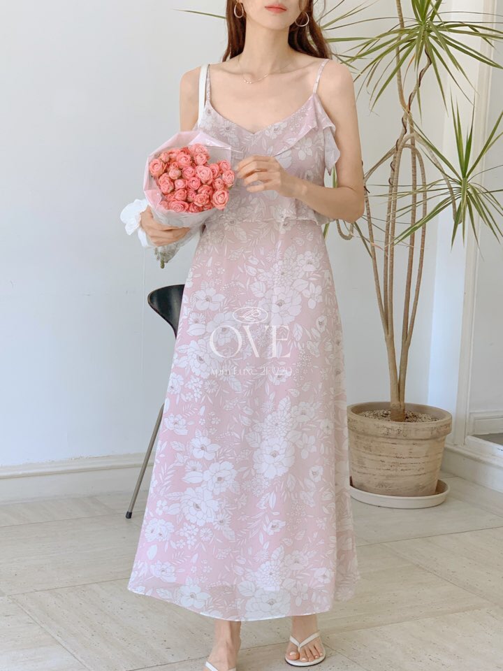 OVE東大門㊣實拍女士新款25春夏人氣真品熱賣時尚連衣裙荷葉邊OVE連衣裙