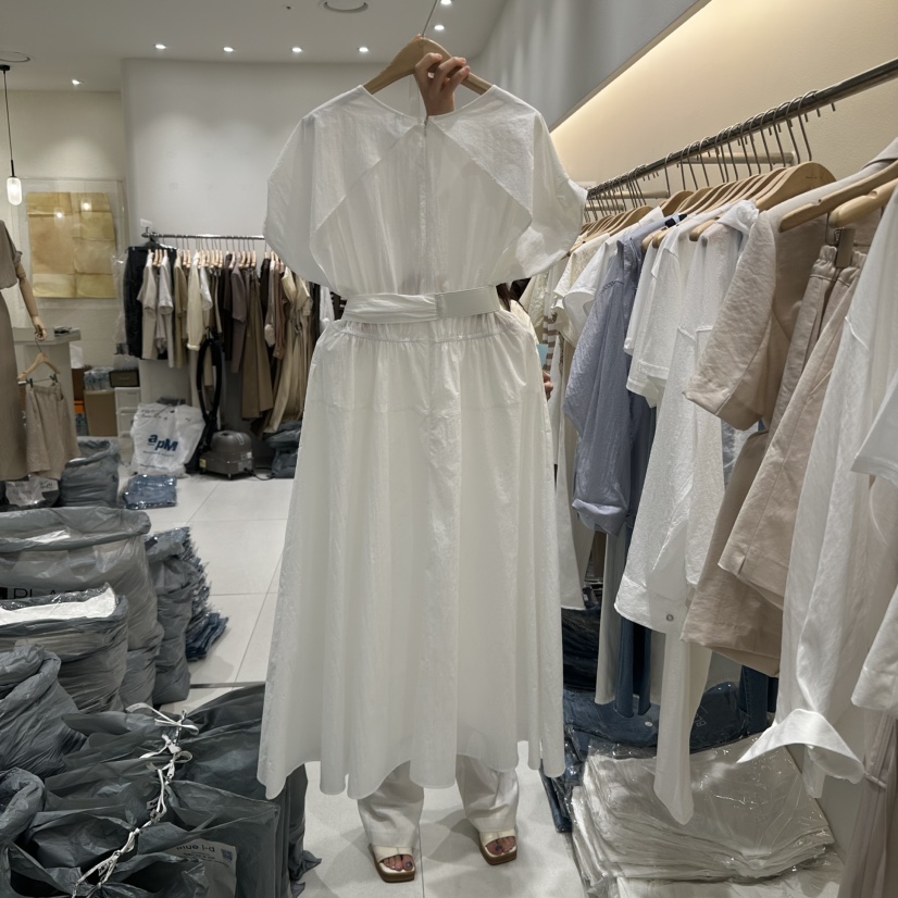 BLUEI-D東大門㊣實拍女士新品熱賣25春夏職業連衣裙含腰帶Blue i-d連衣裙