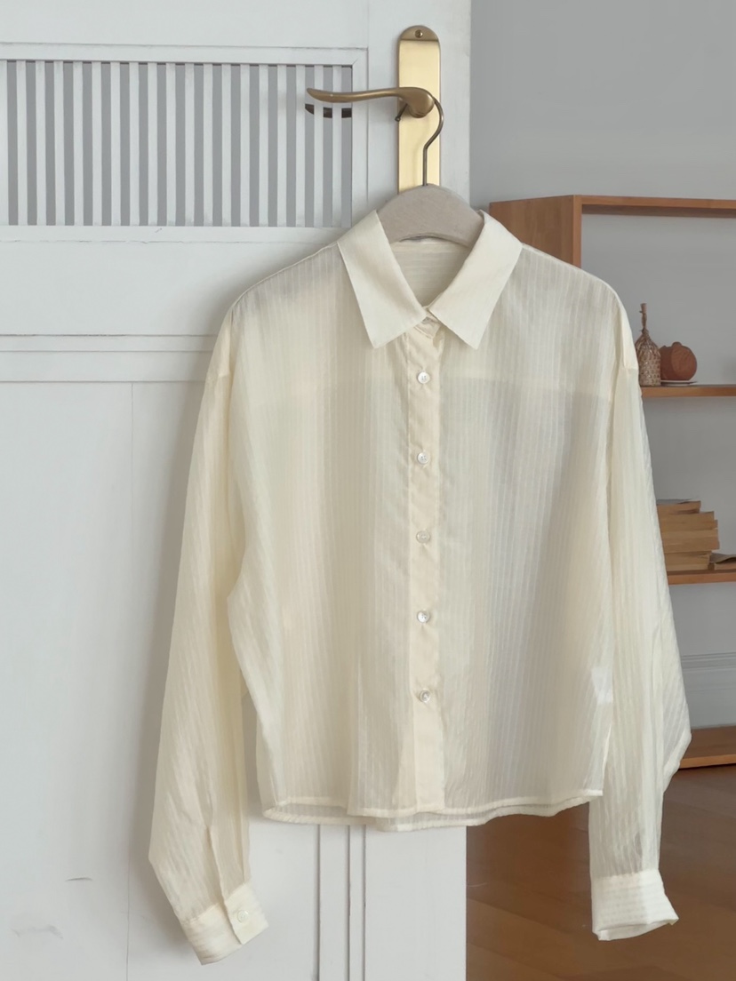 SORBET東大門㊣代購女裝新品25春夏真品休閑襯衫蕾絲衫條紋SORBET/flat white襯衫/蕾絲衫圖色3