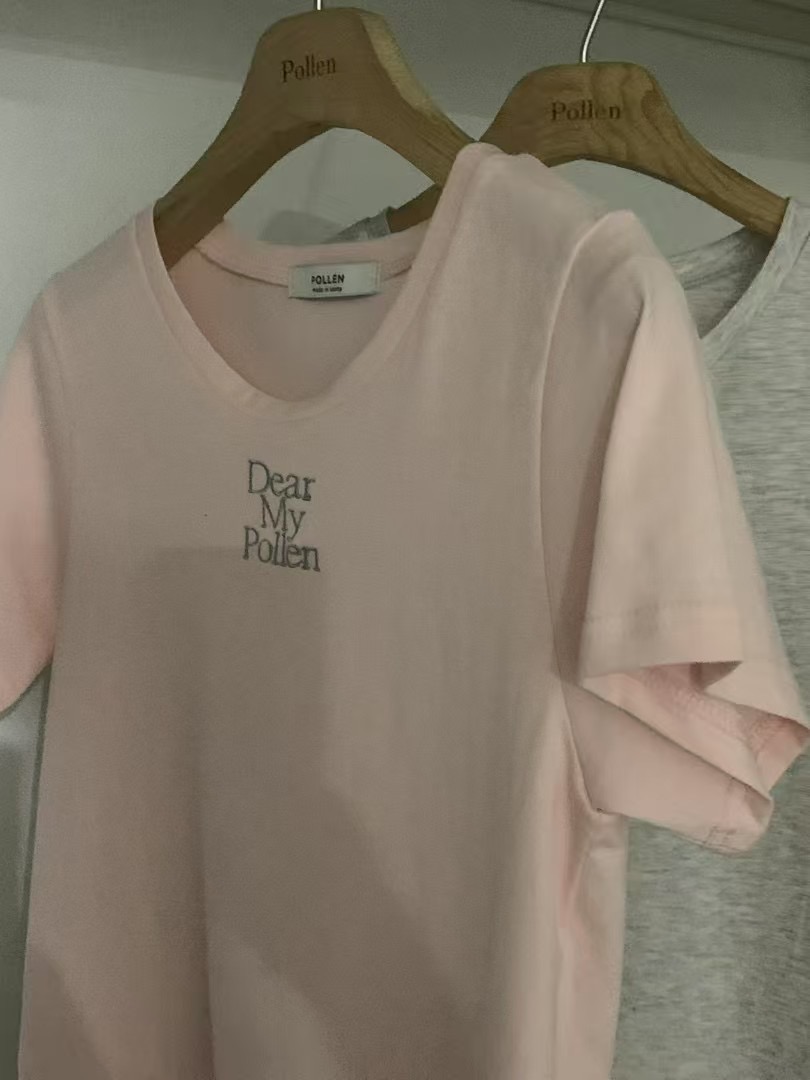 POLLEN東大門㊣直郵女裝新品時尚熱賣人氣休閑真品25春夏T恤刺繡POLLENT恤圖色2