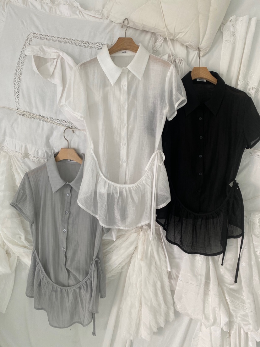 FLASH韓國直郵㊣女士新款職業人氣真品推薦時尚25春夏襯衫蕾絲衫FLASH襯衫/蕾絲衫