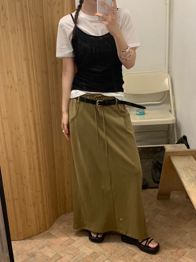 UNBOUND韓國代購㊣女裝新款人氣真品時尚休閑25春夏長裙不含腰帶UNBOUND長裙