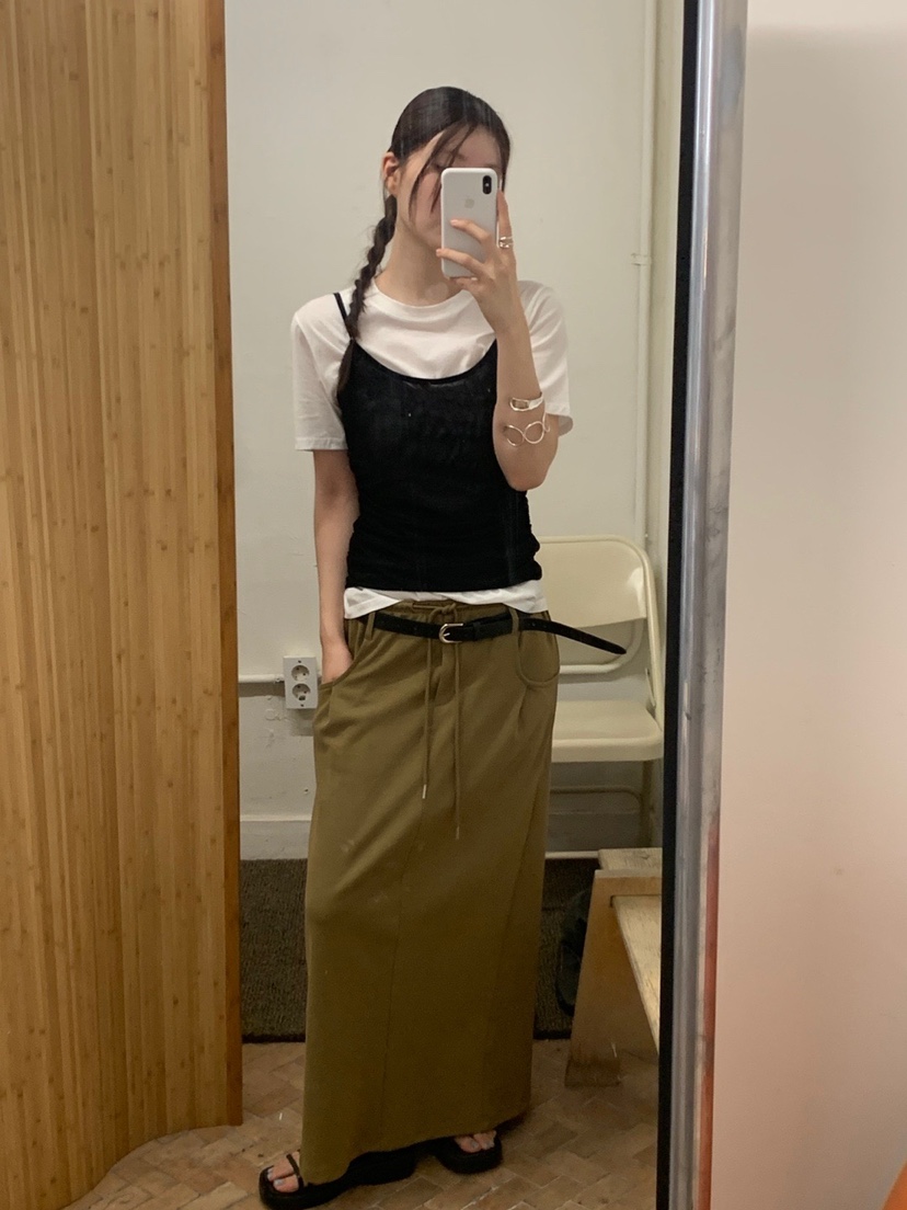 UNBOUND韓國代購㊣女裝新款人氣真品時尚休閑25春夏長裙不含腰帶UNBOUND長裙