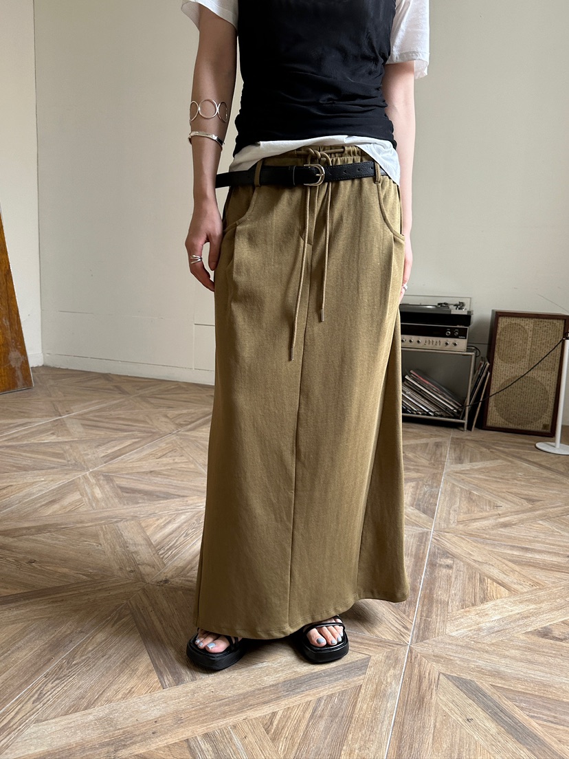 UNBOUND韓國代購㊣女裝新款人氣真品時尚休閑25春夏長裙不含腰帶UNBOUND長裙