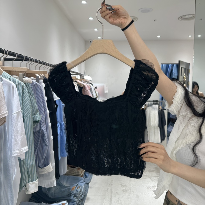 BAGUETTE東大門㊣代購女士新品25春夏休閑吊帶背心荷葉邊蕾絲BAGUETTE吊帶/背心