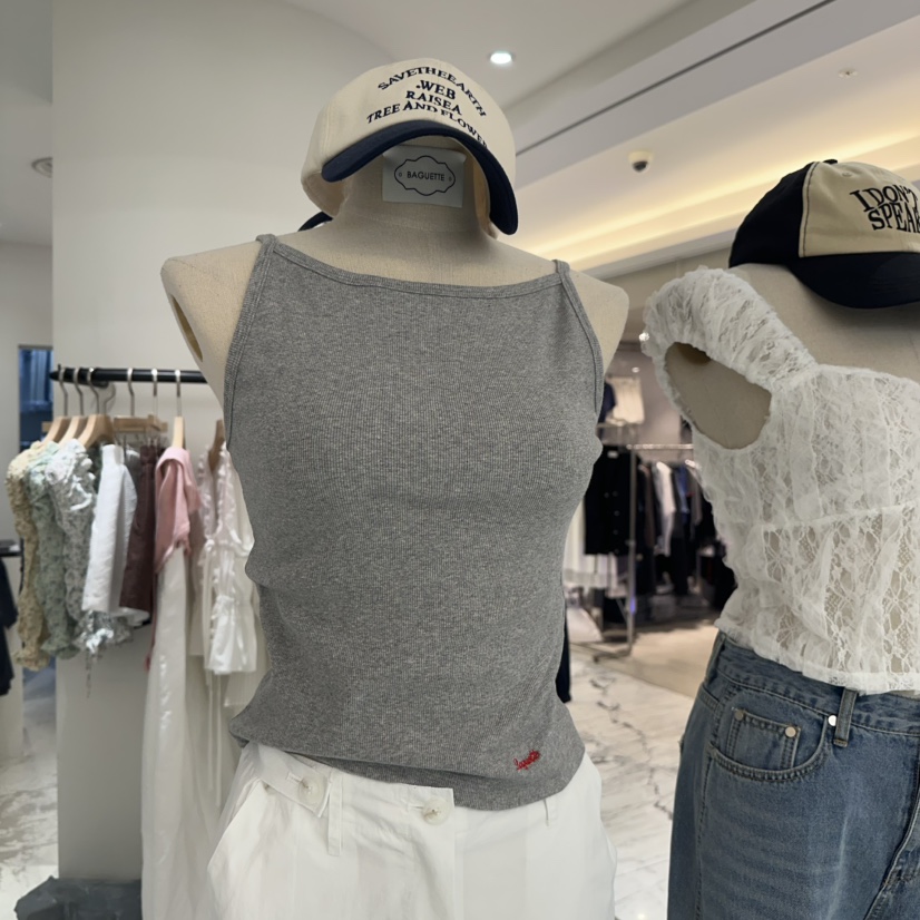 BAGUETTE東大門㊣實拍女士新品熱賣休閑25春夏吊帶背心刺繡BAGUETTE吊帶/背心
