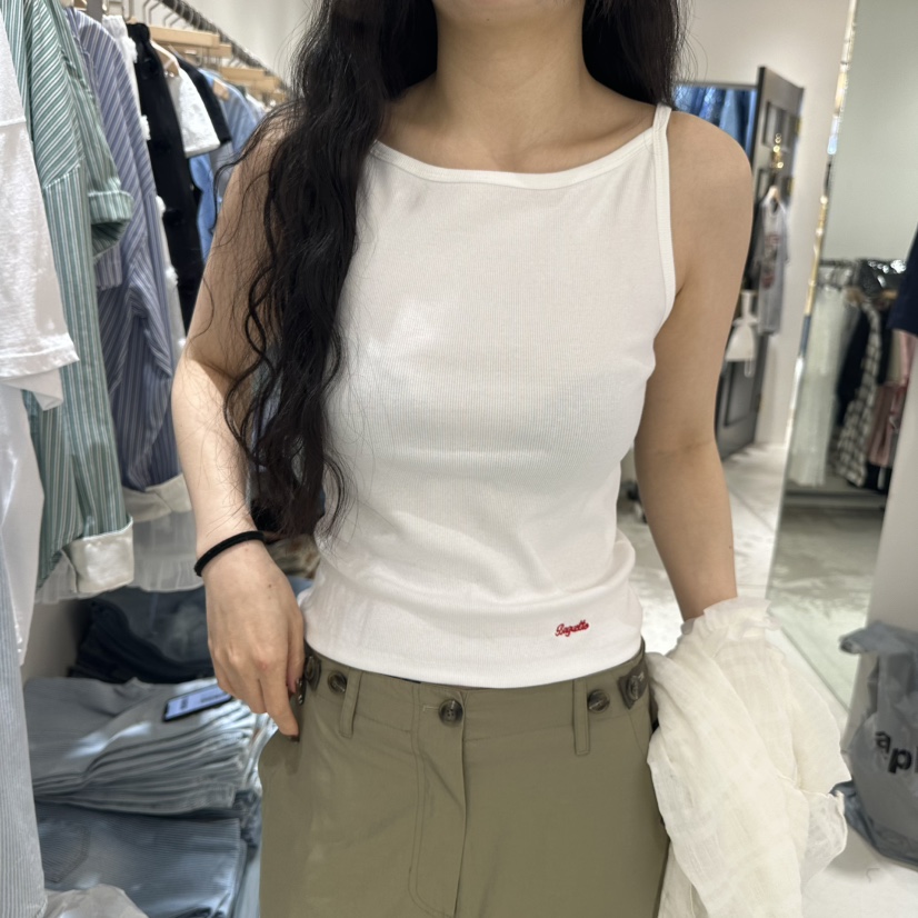 BAGUETTE東大門㊣實拍女士新品熱賣休閑25春夏吊帶背心刺繡BAGUETTE吊帶/背心圖色2