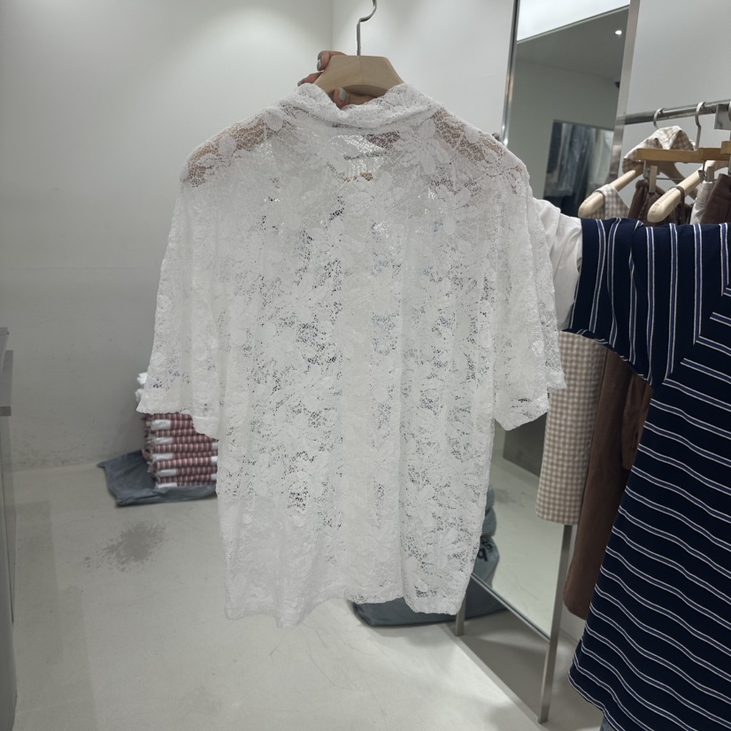 REPELLER韓國代購㊣女士新品25春夏休閑職業襯衫蕾絲衫蕾絲REPELLER襯衫/蕾絲衫